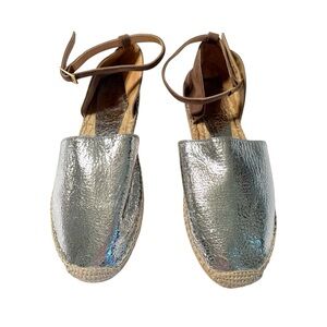 Equitare Metallic Silver Espadrille Flats